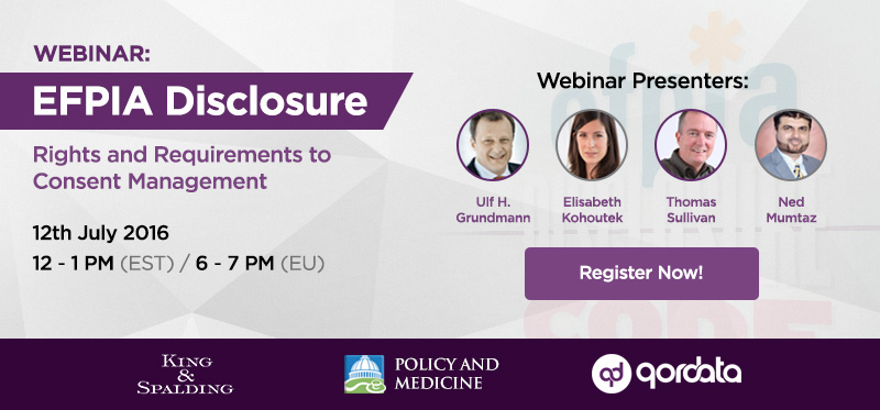 Webinar on EFPIA Disclosure Tomorrow, June 12 – Policy & Medicine